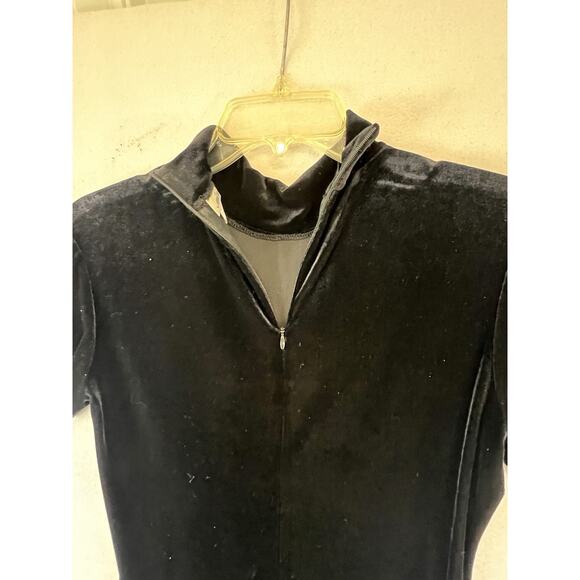 Vintage Velvet Maxi Dress Black Mock short Sleeve Gothic Glam Romantic - Picture 6 of 13